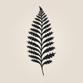 Minimalistic Fern Leaf Silhouette In Iconographic Style