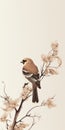 Minimalistic Finch Perched On Branch Mobile Wallpaper