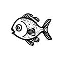 Minimalistic Fish Cartoon Doodle: Bold Outlines, Flat Colors, Hand-drawn Art