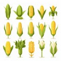 Minimalistic Flat Corn Set Vector Svg Animation Assets Isolated Royalty Free Stock Photo