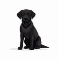 Sleek Black Labrador Dog On White Background - Limited Shading Flat Style Royalty Free Stock Photo