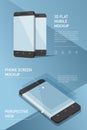 Minimalistic flat illustration of mobile phone. perspective view.