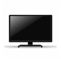 Minimalistic Flat Screen Television Vector With Solid Black Silhouette