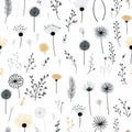 Minimalistic Floral Botanical Pattern On White Background Royalty Free Stock Photo