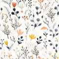 Minimalistic Floral Botanical Pattern On White Background