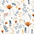 Minimalistic Floral Fashion Design With Orange And Blue Pattern