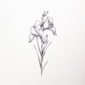 Minimalistic Floral Illustration: Iris Drawing With Powerful Symbolism Royalty Free Stock Photo