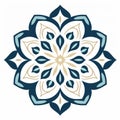 Minimalistic Flower Mandala Pattern With Blue And Gold Colors