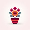 Minimalistic Flower Pot And Flower Symbol Illustration Vector