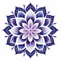 Minimalistic Folk Art: Royal Purple Lotus Flower Vector Illustration