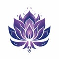 Minimalistic Folk Art: Royal Purple Lotus Flower On White Background