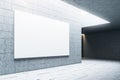 Minimalistic gallery interior with empty billboard wall