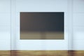 Minimalistic gallery interior with empty black banner on wall