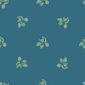 Minimalistic garden seamless pattern with orchid flowers print. Turquoise background