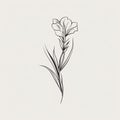 Minimalistic Gladiolus Sketch Drawing: Mythic Art Nouveau Tattoo Design