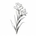 Minimalistic Gladiolus Sketch Drawing: Trendy Tiny Tattoo Design