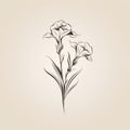 Minimalistic Gladiolus Sketch: Trendy Tattoo Design & Vector Illustration