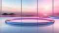 Minimalistic Glass Dais with Pink and Blue Retro Futurist - AI Generated