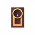 Minimalistic Gold And Brown Clock Icon With Long Shadow