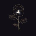 Minimalistic Gold Pansy Flower Illustration On Dark Background