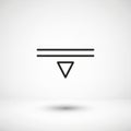 Minimalistic graphic showing two parallel horizontal lines above an inverted triangle. Royalty Free Stock Photo