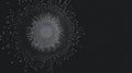 Graphical representation of a virus with minimalistic design on a dark background showcasing intricate details and