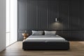 Minimalistic gray bedroom interior Royalty Free Stock Photo