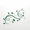 Minimalistic Green Floral Swirl Wall Art Design Royalty Free Stock Photo