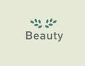 Minimalistic green logo icon plant branch with leaves for a beauty salon