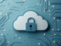 Minimalistic grey cloud icon integrated into a geometric circuit pattern, representing secure cloud networks, advanced encrypti