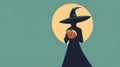 Minimalistic Halloween Witch Postcard Royalty Free Stock Photo