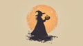 Minimalistic Halloween Witch Postcard Royalty Free Stock Photo