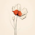 Minimalistic Hand Drawn Flower Portrait With Delicate Curves