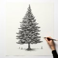 Minimalistic Hand-drawn Spruce Tree Illustration