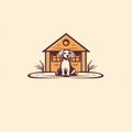 Minimalistic Handdrawn Dog Boarding Logo Design