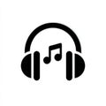 Minimalistic headphone icon with musical note on white background Royalty Free Stock Photo