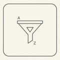 Minimalistic icon of a funnel within a rounded square frame. The funnel is outlined Royalty Free Stock Photo