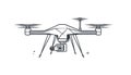 Minimalistic icon of a quadcopter drone with a geometric design on a white background Royalty Free Stock Photo