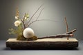 minimalistic ikebana design with natural materials Royalty Free Stock Photo