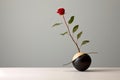 minimalistic ikebana design with single flower and vase Royalty Free Stock Photo