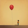 Minimalistic Illustration Of A Child Holding A Balloon Royalty Free Stock Photo