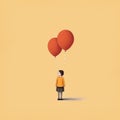 Minimalistic Illustration: Girl Holding Balloons In Alessandro Gottardo Style