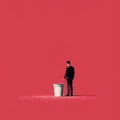 Minimalistic Illustration: Man's Trash Can And Lost Opportunities