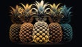 minimalistic illustration retro glowing style of pineapple poster