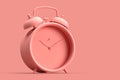 Minimalistic illustration of vintage alarm clock on pink background