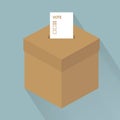 Minimalistic illustration of a white ballot box