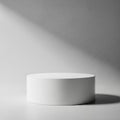 Minimalistic image featuring a simple, white cylindrical pedestal set agains Royalty Free Stock Photo