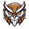 Minimalistic image of owl symbol of wisdom in vector art style