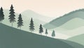 minimalistic image of pine forest grow on mountain slope