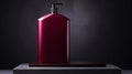 Minimalistic image of a pink shampoo bottle in the center of the podium. Luxurious studio lighting. Generative AI